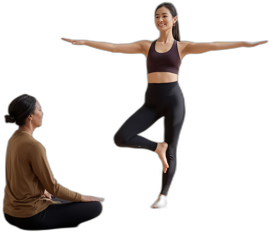 Yoga instructor and client